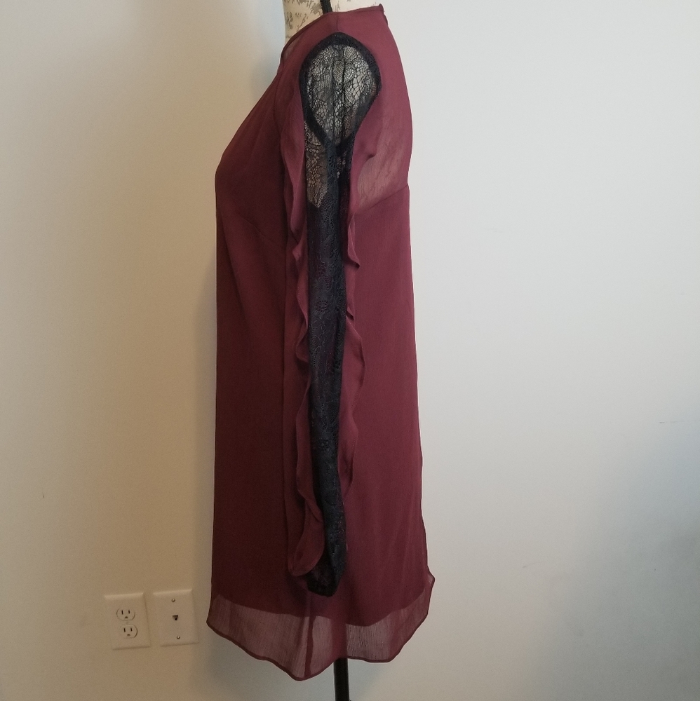 Bcbgeneration Maroon Lightweight Lace Sleeve Dress - image 3